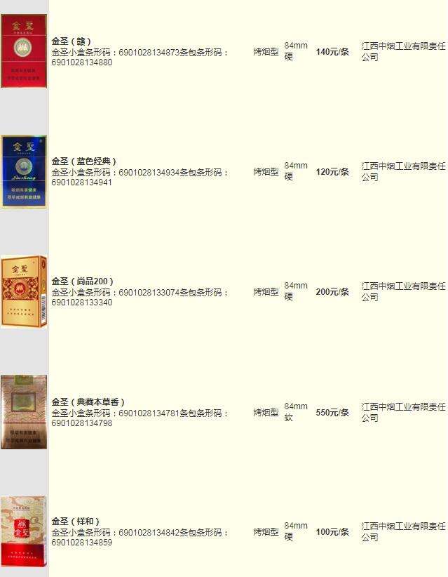 金圣大吉品多少钱一包香烟进价价格
