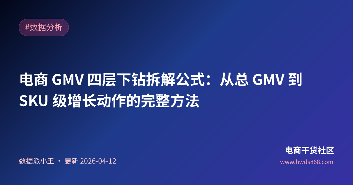 电商 GMV 四层下钻拆解公式：从总 GMV 到 SKU 级增长动作的完整方法
