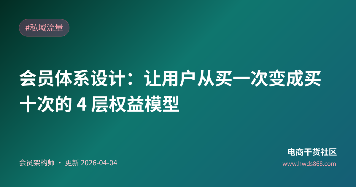 会员体系设计：让用户从买一次变成买十次的 4 层权益模型