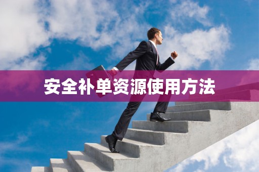 安全补单资源使用方法