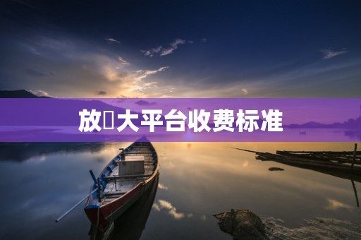 放單大平台收费标准