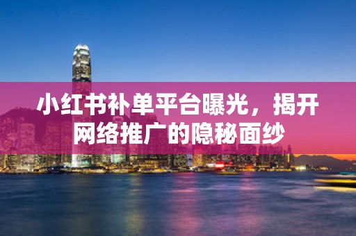 小红书补单平台曝光，揭开网络推广的隐秘面纱