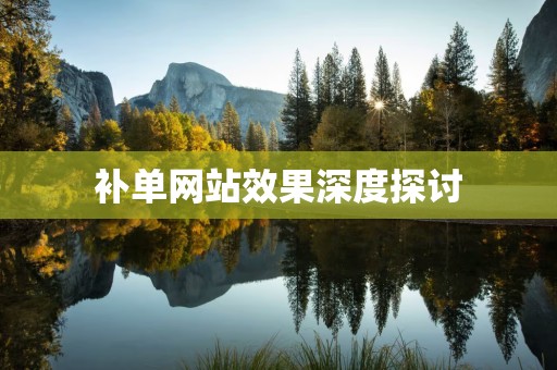 补单网站效果深度探讨