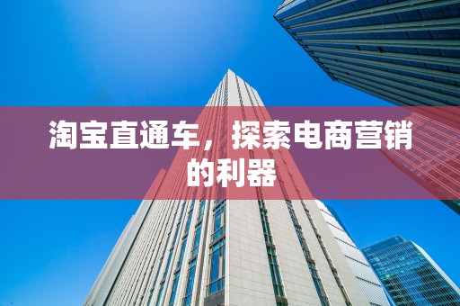 淘宝直通车，探索电商营销的利器