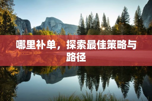 哪里补单，探索最佳策略与路径
