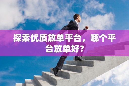 探索优质放单平台，哪个平台放单好？
