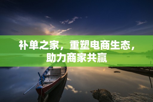 补单之家，重塑电商生态，助力商家共赢
