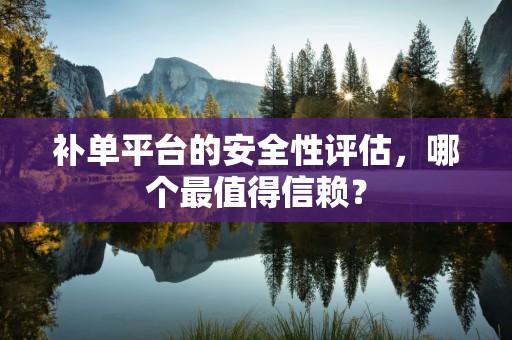 补单平台的安全性评估，哪个最值得信赖？
