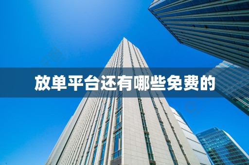 放单平台还有哪些免费的
