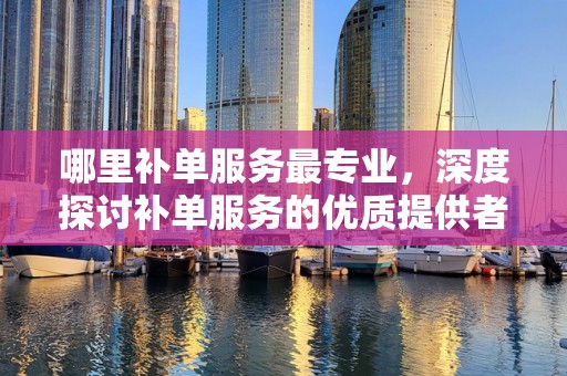 哪里补单服务最专业，深度探讨补单服务的优质提供者