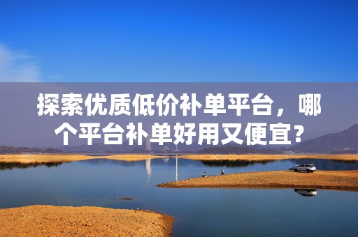 探索优质低价补单平台，哪个平台补单好用又便宜？