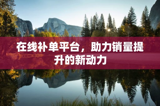 在线补单平台，助力销量提升的新动力