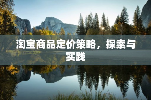 淘宝商品定价策略，探索与实践