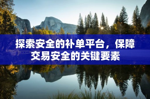 探索安全的补单平台，保障交易安全的关键要素