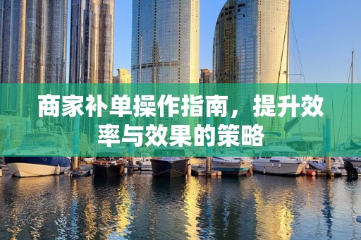 商家补单操作指南，提升效率与效果的策略