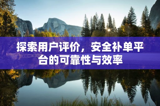 探索用户评价，安全补单平台的可靠性与效率