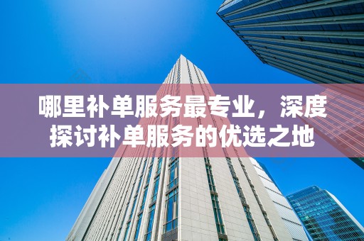 哪里补单服务最专业，深度探讨补单服务的优选之地