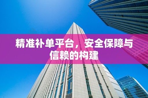 精准补单平台，安全保障与信赖的构建
