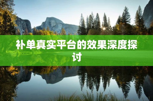 补单真实平台的效果深度探讨