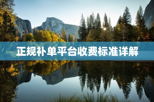 正规补单平台收费标准详解