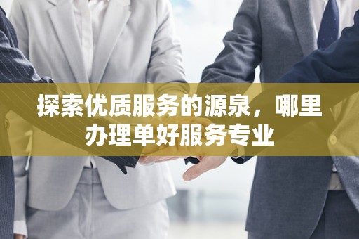探索优质服务的源泉，哪里办理单好服务专业