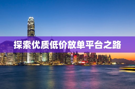 探索优质低价放单平台之路