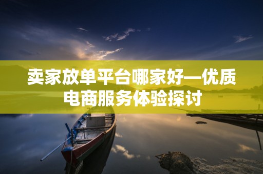 卖家放单平台哪家好—优质电商服务体验探讨