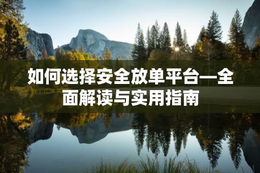 如何选择安全放单平台—全面解读与实用指南