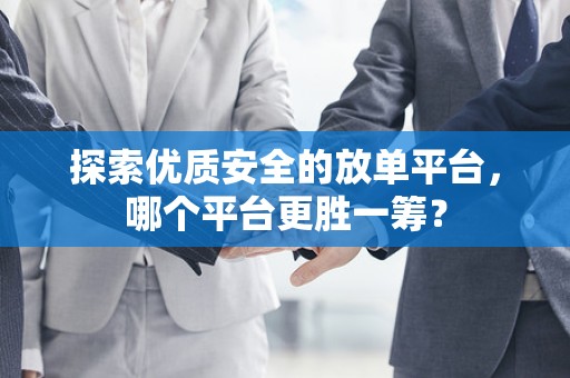 探索优质安全的放单平台，哪个平台更胜一筹？