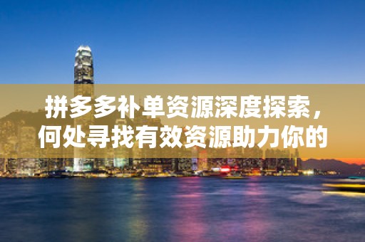 拼多多补单资源深度探索，何处寻找有效资源助力你的业务增长