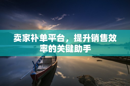 卖家补单平台，提升销售效率的关键助手