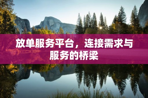 放单服务平台，连接需求与服务的桥梁