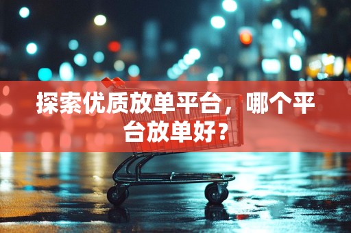 探索优质放单平台，哪个平台放单好？