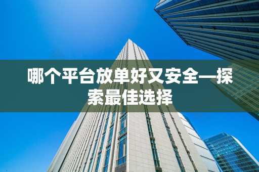 哪个平台放单好又安全—探索最佳选择