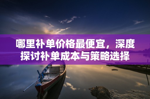 哪里补单价格最便宜，深度探讨补单成本与策略选择