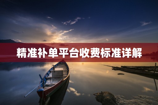 精准补单平台收费标准详解