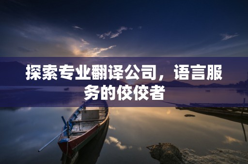 探索专业翻译公司，语言服务的佼佼者