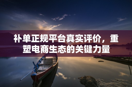 补单正规平台真实评价，重塑电商生态的关键力量