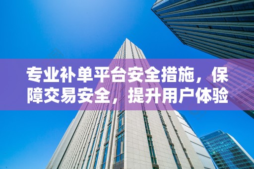 专业补单平台安全措施，保障交易安全，提升用户体验