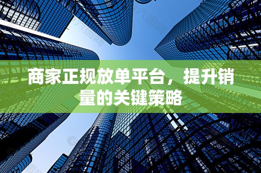 商家正规放单平台，提升销量的关键策略