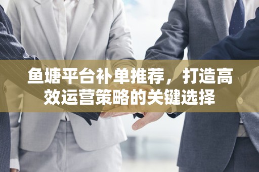 鱼塘平台补单推荐，打造高效运营策略的关键选择