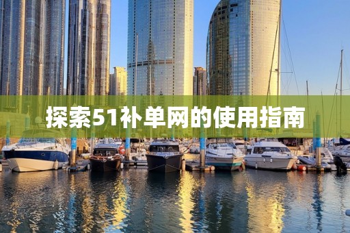探索51补单网的使用指南