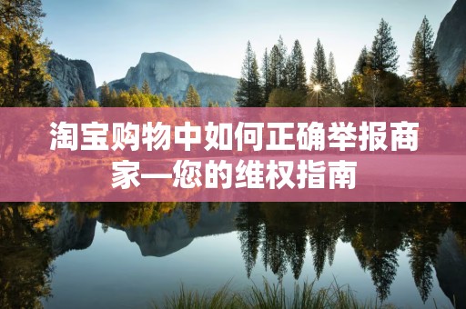 淘宝购物中如何正确举报商家—您的维权指南