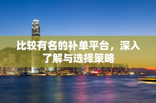 比较有名的补单平台，深入了解与选择策略