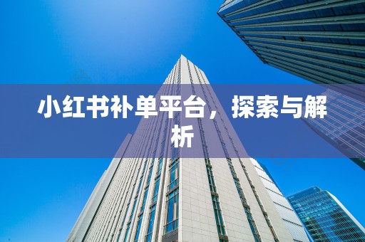 小红书补单平台，探索与解析