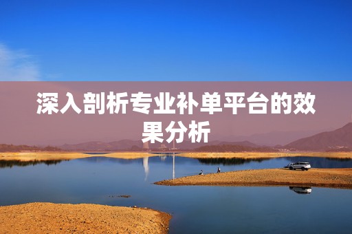 深入剖析专业补单平台的效果分析
