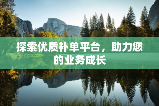 探索优质补单平台，助力您的业务成长
