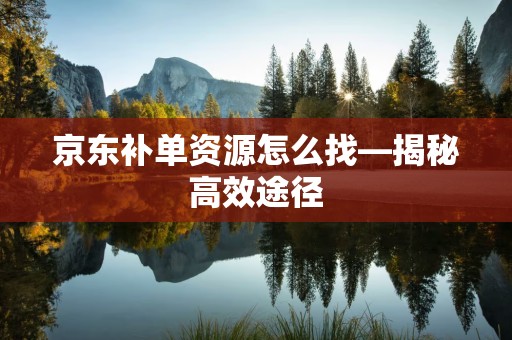 京东补单资源怎么找—揭秘高效途径