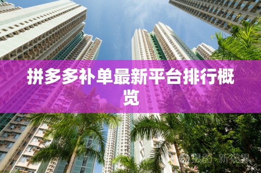 拼多多补单最新平台排行概览