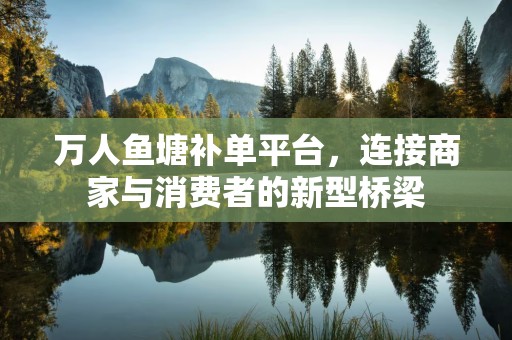万人鱼塘补单平台，连接商家与消费者的新型桥梁
